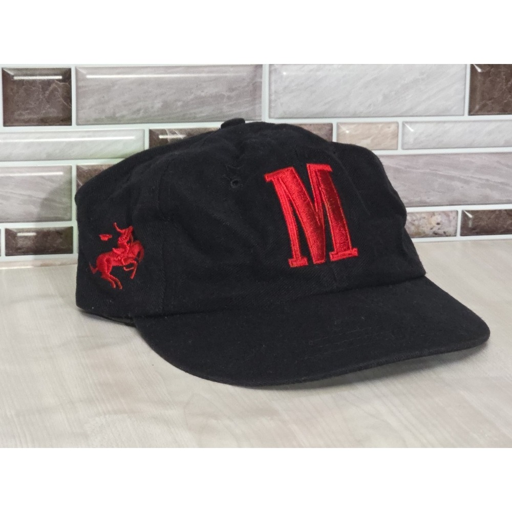 Vintage 90s Black Red Strapback Hat Cowboy Cigarette Brand Men's Ball Cap - Picture 11 of 16
